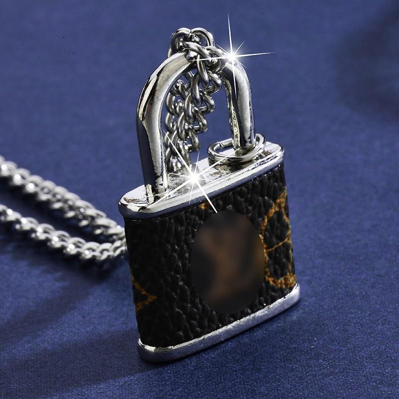 Unisex Style Long Lock Lock Simple Fashion Versatile Jewelry Trendy Pendant Necklace 60CM(Necklace Long)