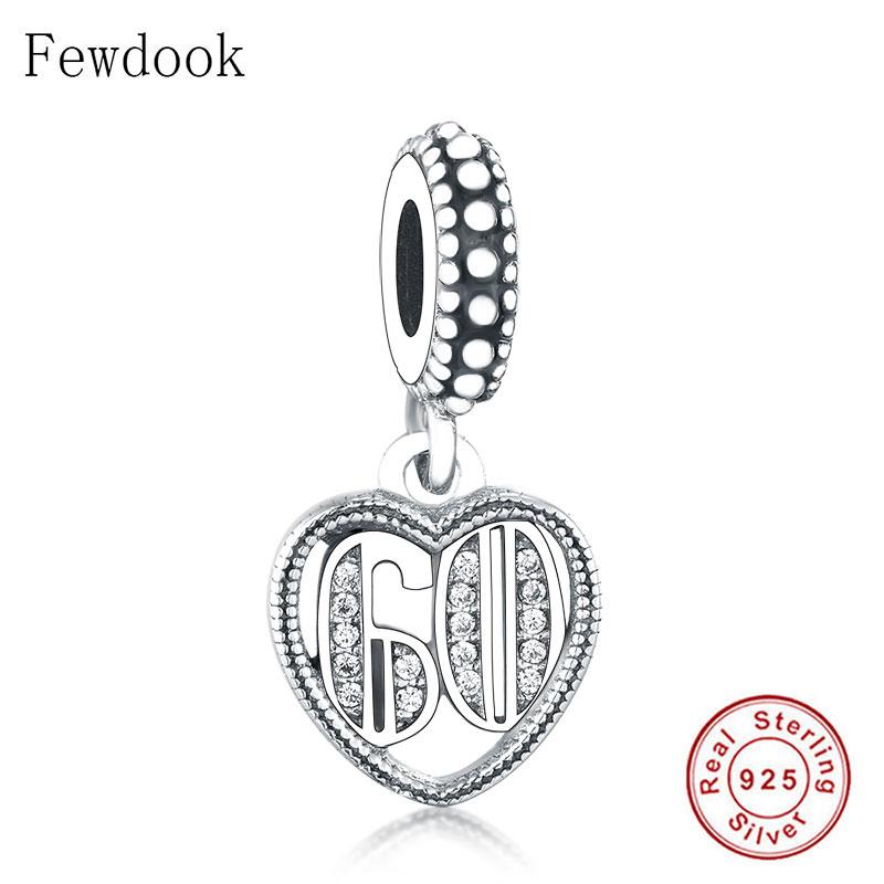 Fit Pan Charm Bracelet Authentic 925 Silver Alphabet & Numbers 18 21 50 60 Years Of Love Bead Making Berloque