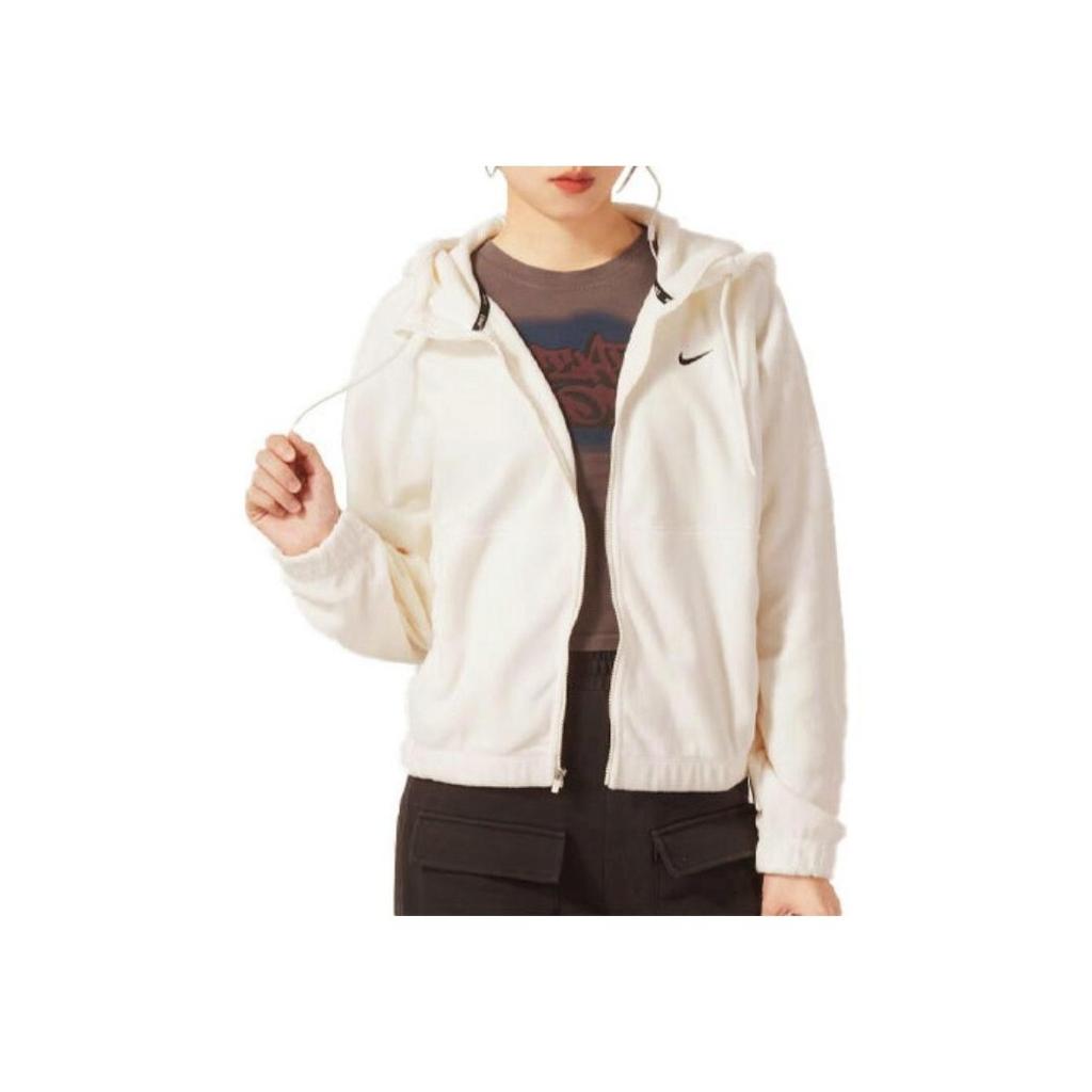 Nike Solid Color Logo Hooded Training Jacket Women Jackets White FB5639-110