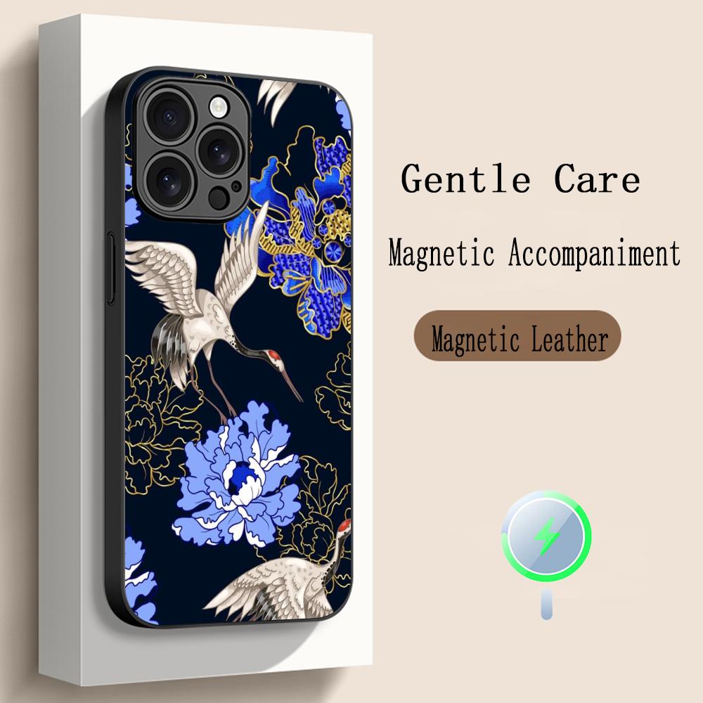 

Ukiyo e japan art painting pattern Phone Case For iPhone 17 16 15 14 13 12 Plus Pro Max High-end Luxury Magsafe Sheepskin iPhone 16 Pro
