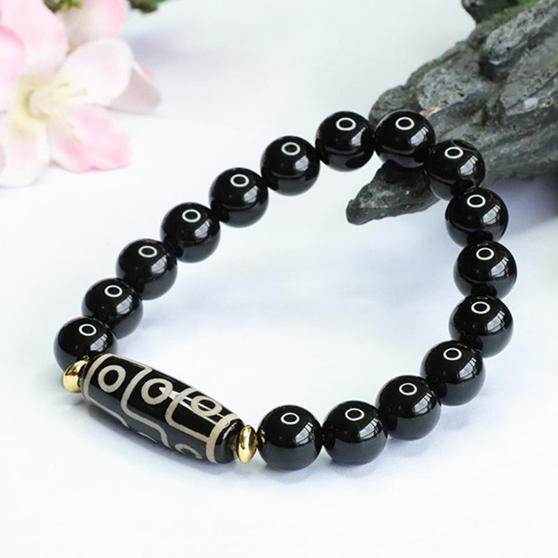 2026 Customized Dzi Bead Bracelet Black Agate Crystal Jewelry Factory Delivery S3063001 Multi about 10mm