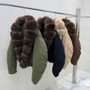 Jachetă scurtă de puf nouă de iarnă cu guler de blană de vulpe pentru femei, îngroșată, călduroasă, largă, modă blană pie depășește palton