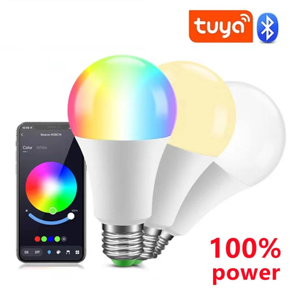 Wireless Bluetooth 4.0 Smart Bulb Tuya APP Control Dimmable 9W E27 RGB+CW+WW LED Color Change Lamp Compatible IOS/Android