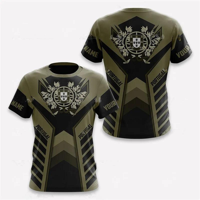 3D Portugal National Emblem Graphic T Shirt for Men Clothing Casual Unisex Short Sleeved Tee Shirts Streetwear Y2k Tops T-shirt