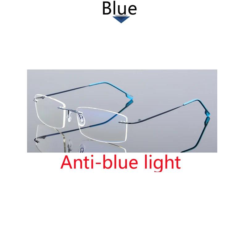 Customize Coating Frameless Myopia Glasses Anti Blue Light Prescription Computer Eyeglasses 0 -0.5 -1 -1.5 -2 -2.5 -3 -4 -5 -6