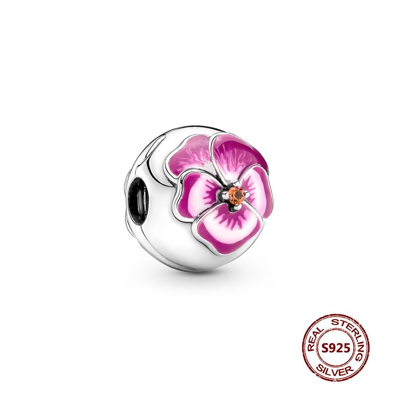 Flower Charms Fit Bracelets Sunflower 925 Silver Tulip Sakura Daisy Rose Flowers Beads DIY Jewelry Making