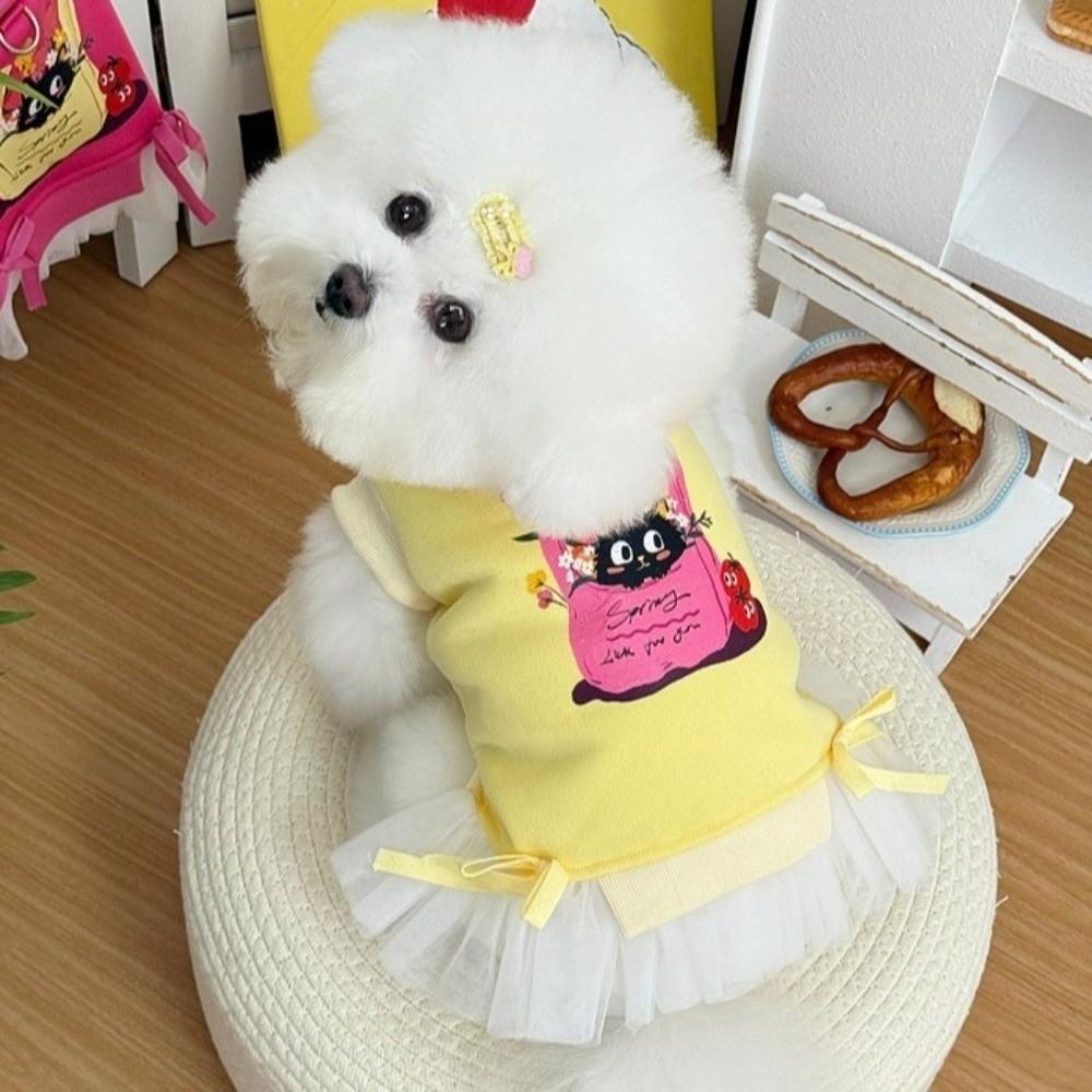 Dopamine Dog Pullover Hoodie Cartoon Print Warm Thick Pet Puppy Skirt Round Neck Breathable Cat Sweatshirt Autumn Winter