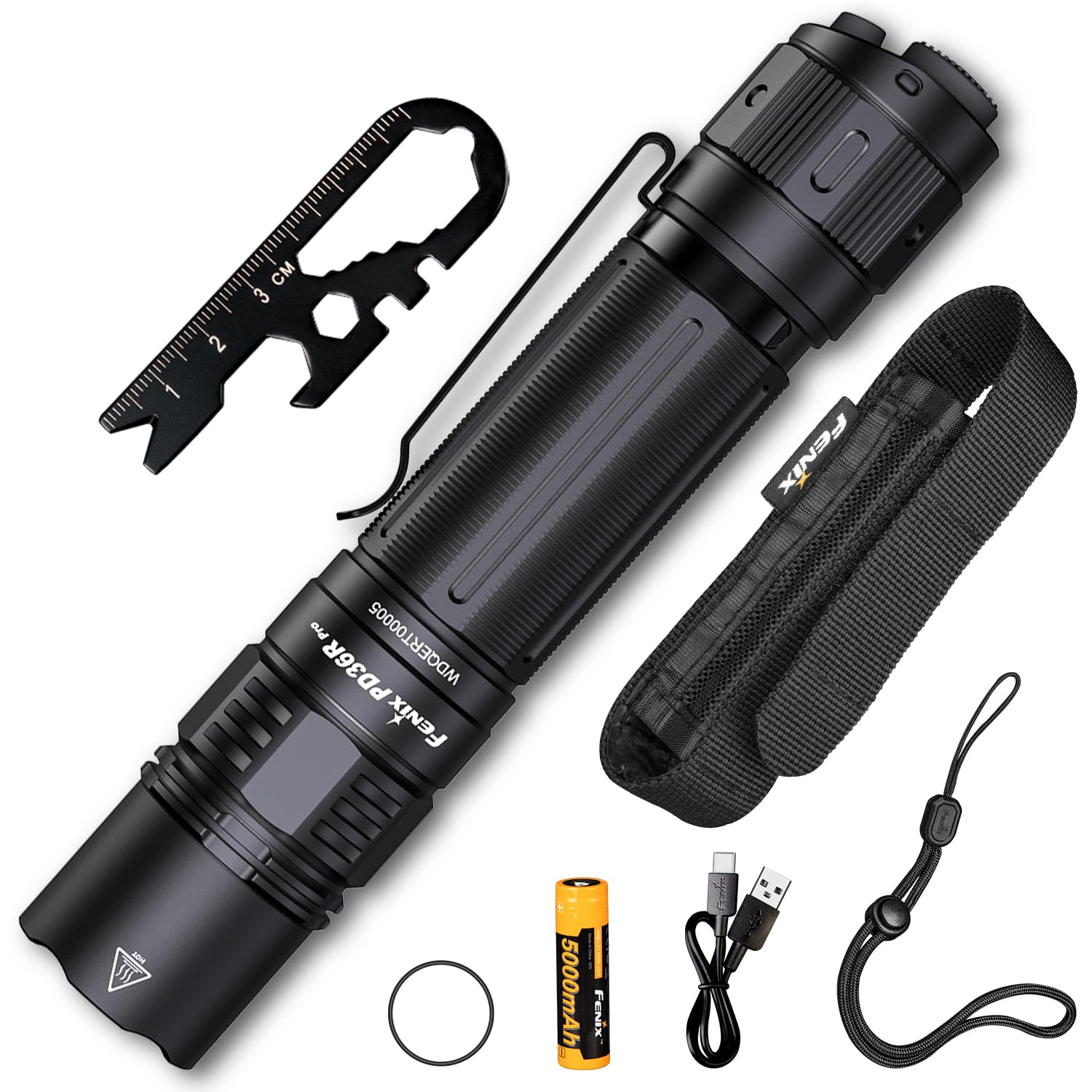

Fenix PD36R PRO Rechargeable LED 2800 Portable 380m 42 Hours of Battery Waterproof and Disaster High Tactical Handy for Outdoor 5000mAh Battery