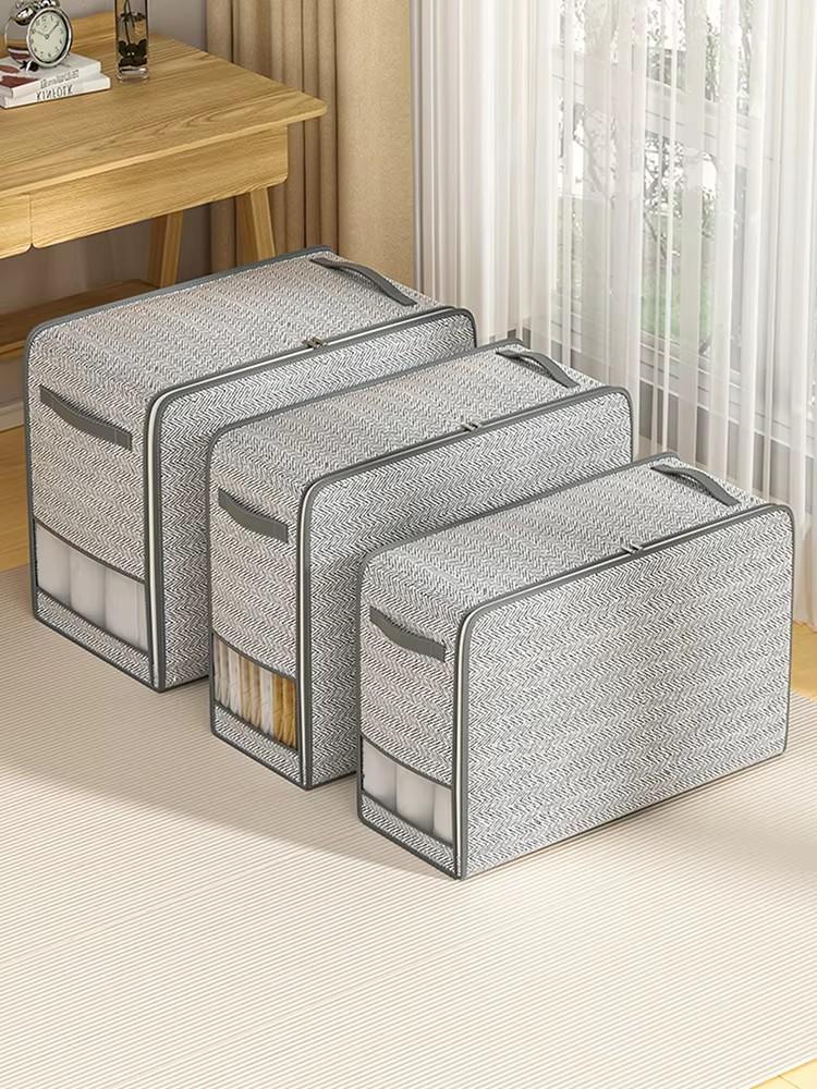 

S/M/L 1pc gray clothes storage bag quilt storage bag wardrobe clothes sorting bag with window storage bag waterproof storage bag S серый