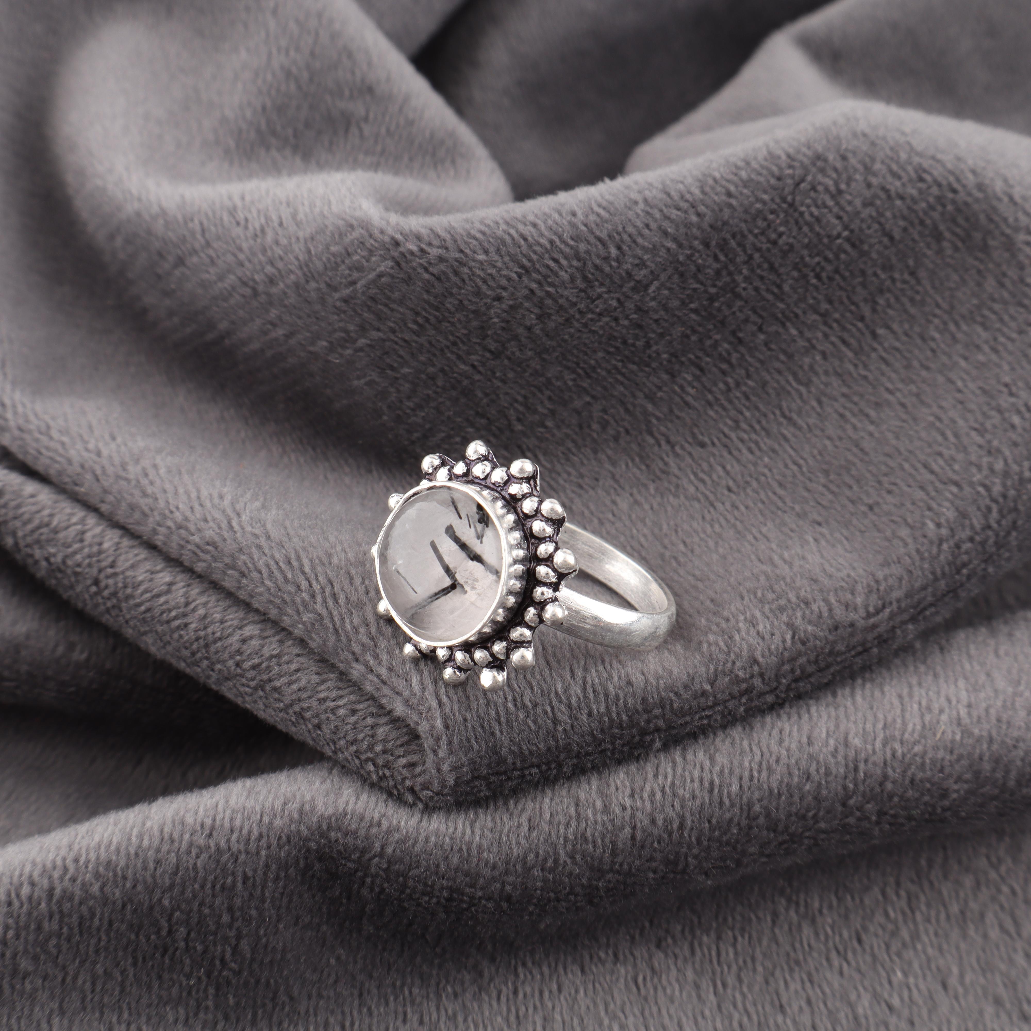 

Украшения из драгоценных камней Черного Рутила, Кольцо из стерлингового серебра 925 пробы, Красивые серебряные украшения, Кольцо в богемном стиле ручной работы для свадебного подарка 12 чёрный