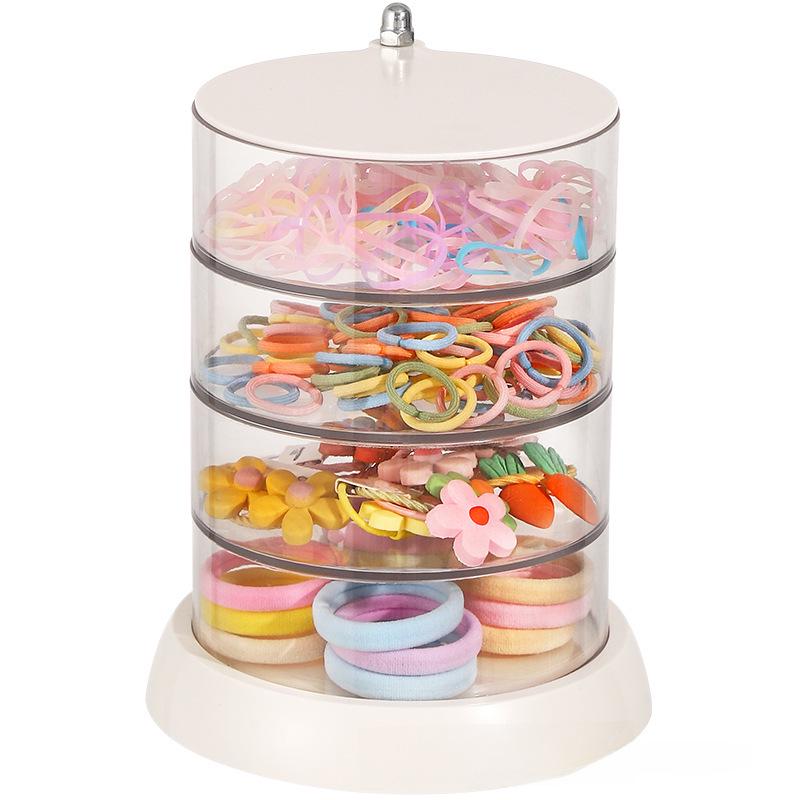 Rotating Hair Accessories Storage Box for Kids - Organizes Hairpins, Clips, and Rubber Bands