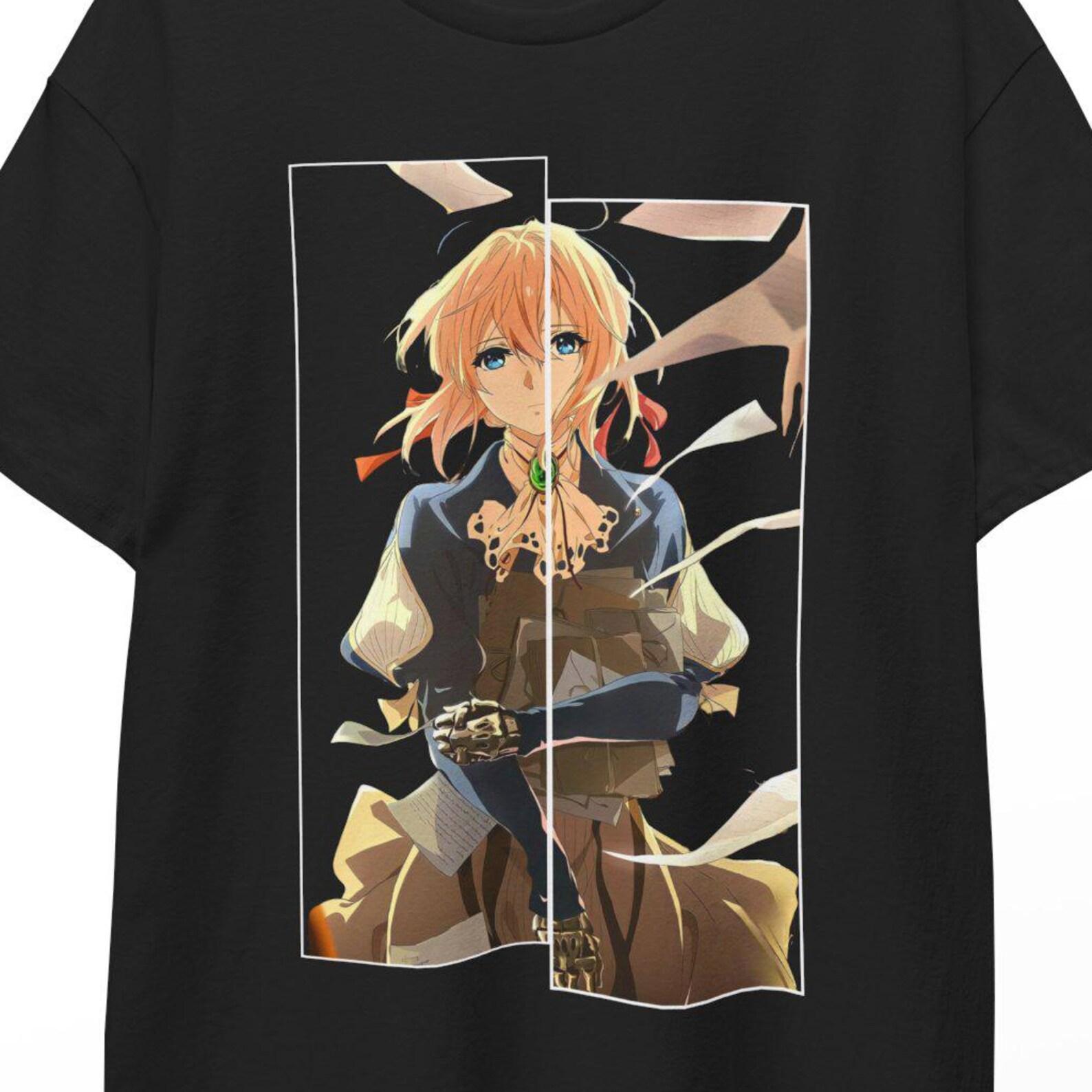 Violet Evergarden Shirt Anime Tee, Anime Merch, Violet Evergarden Cosplay Top, Violet Print Gift for Fans Cute Kawaii Design Style Tee!! M