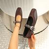 Large size French retro flat shoes  new temperament Mary Jane retro versatile one-word shoes