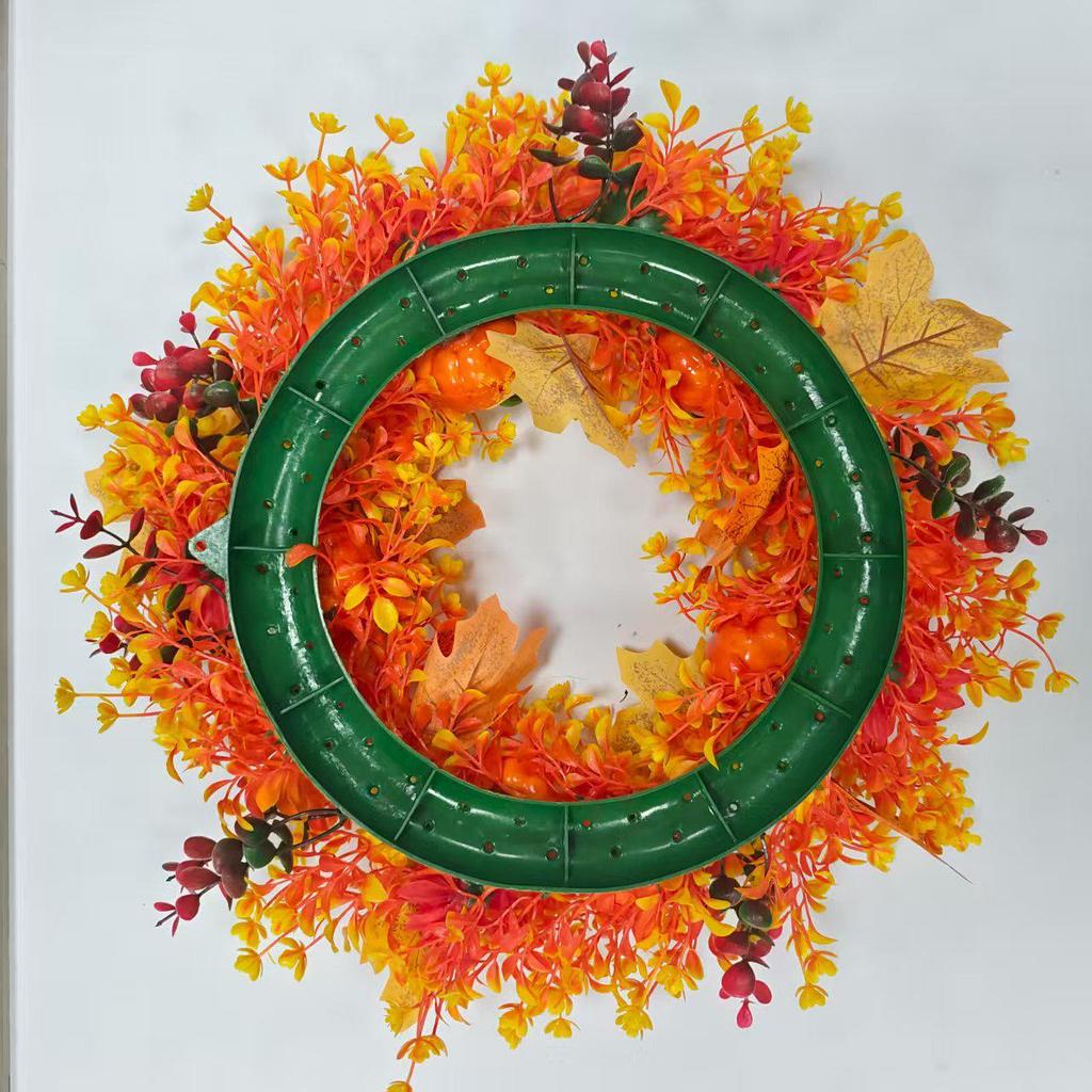 Autumn Harvest Wreath: Halloween Pumpkin & Berry Door Hanging for Thanksgiving