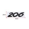 1Pc 3D Glossy Black Chrome Silver 206 Metal Logo Emblem Badge Decal Car Sticker for Peugeot 206 Car Accessories