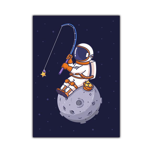 

Космический астронавт постер с героями мультфильмов, настенная художественная печать, картина на холсте, скандинавская современная детская комната, детский сад, декор для спальни 21*30cm