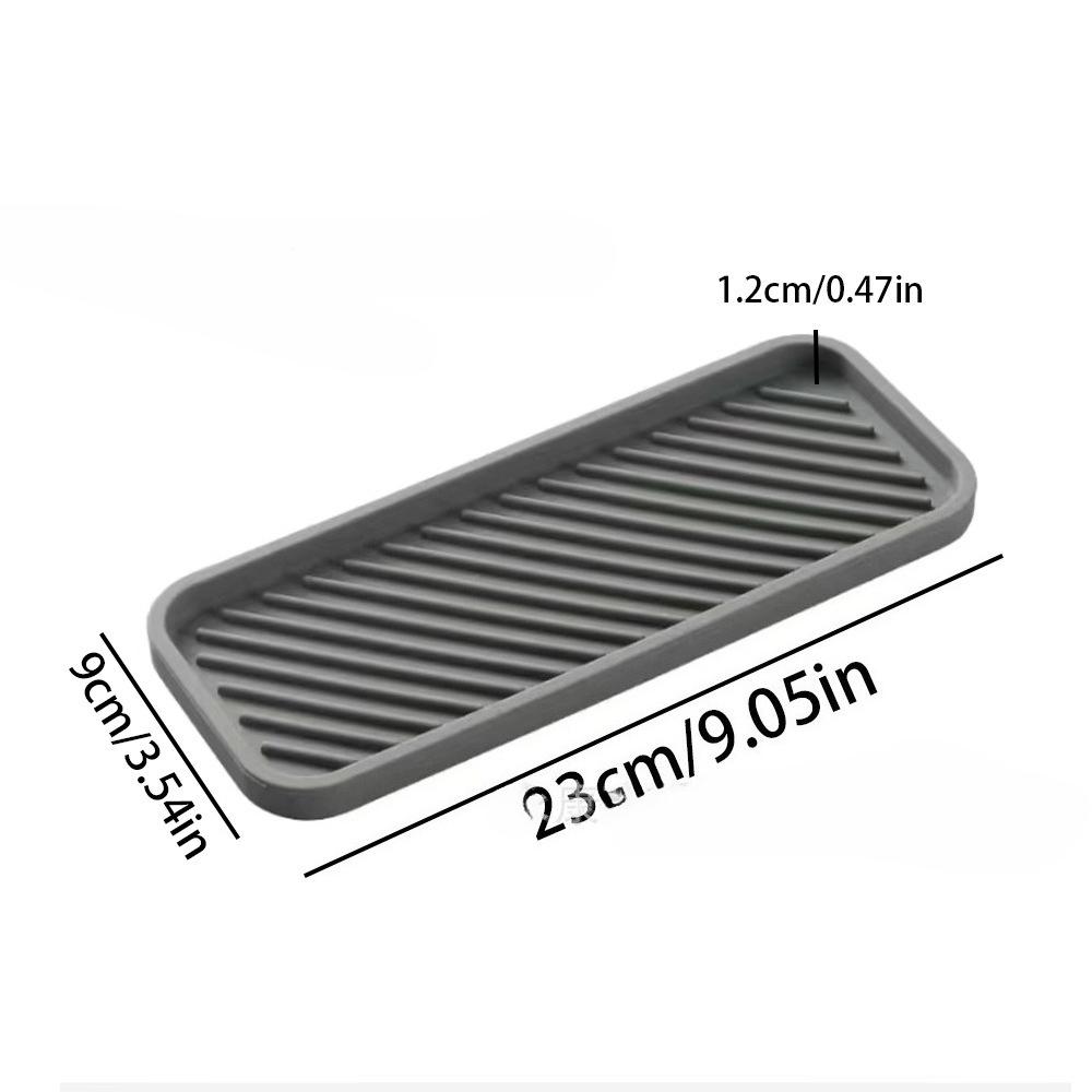 

1pc Kitchen Silicone Sink Holder Soap Dispenser Countertop Tray Bathroom Shower Shampoo Bottle Storage Tray Draining Pad сірий