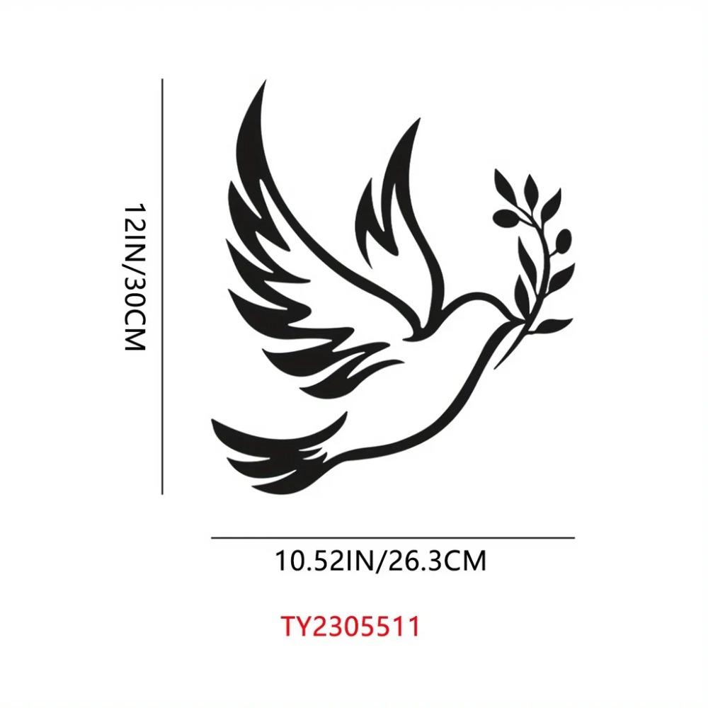 1 шт. Металлическое настенное панно «Голубь мира» - Оливковые ветви и черный контур — фото 3