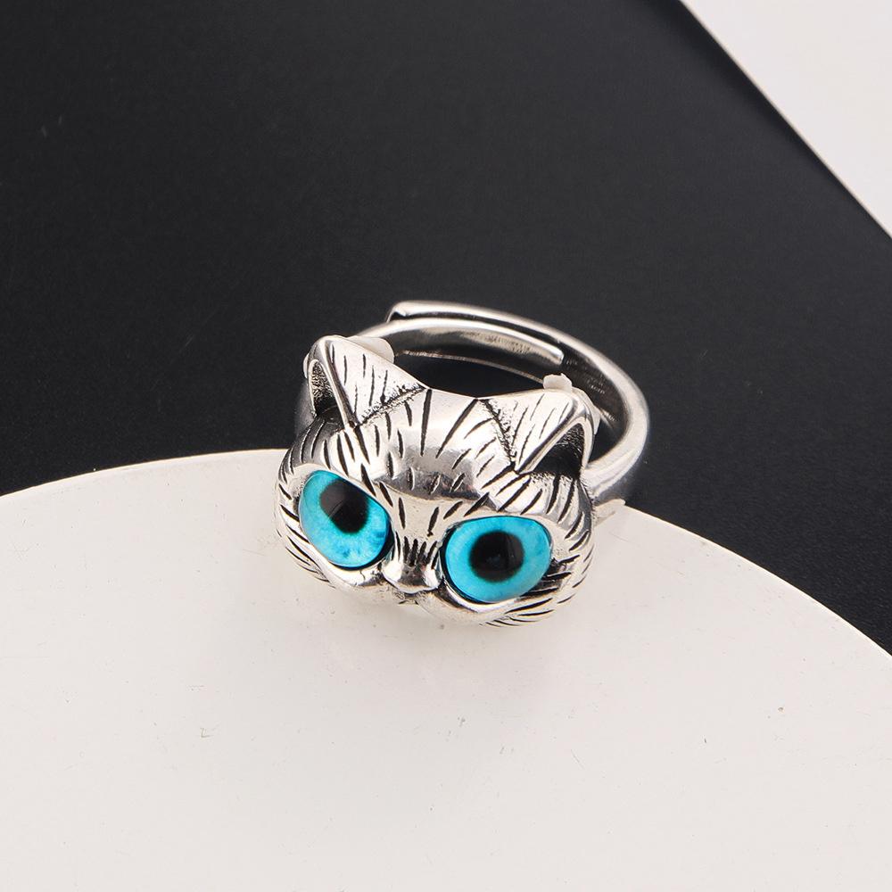 Cute Cat Ring Fashionable Cat Eye Opening Adjustable Ring For Women Jewelry Accessories Gift