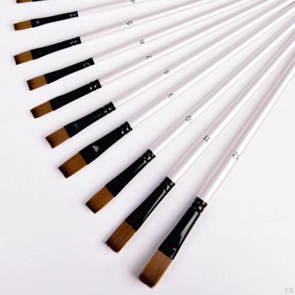 12 buc / set Set de pensule pentru pictură pentru artist, mâner din lemn Vopsea acrilică Nylon Art