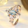 Marquise Stone Blue Crystal  Flower Rings For Women Vintage Gold Color Engagement Ring Wedding Jewelry Versatile Gifts