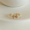 Versatile Butterfly Clasp Pearl Ring with Zirconia Bow – Elegant Jewelry for Women