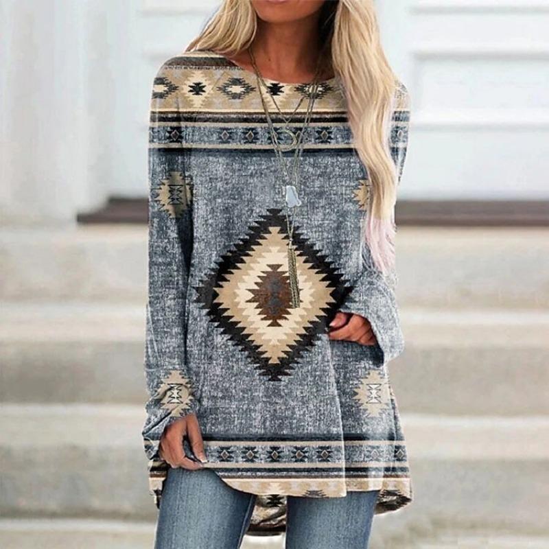 Damski T-shirt, Nadruk 3D, Okrągły dekolt, Długi rękaw, Casualowy, Lekki top, halloween, Hip Hop, Duży rozmiar, Moda