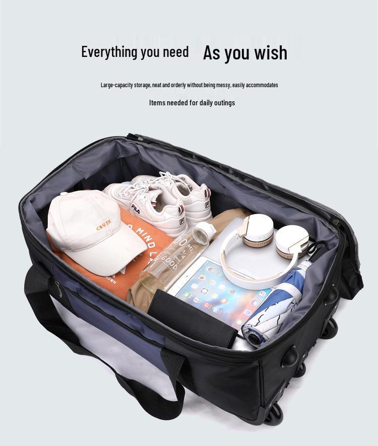 Expandable Water-Repellent Luggage Trolley Bag with Wheels - Large Capacity