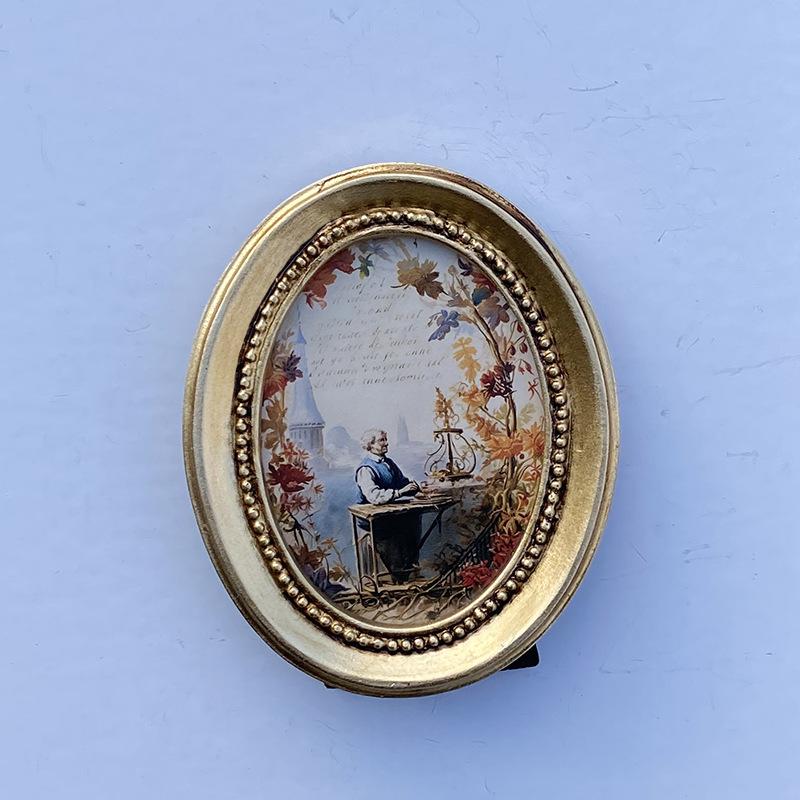 1 шт. Фоторамка Круглая Форма Европейский Стиль Настенная Гостиная Ретро Украшение Фоновой Стены Домашний Декор One Size золотой