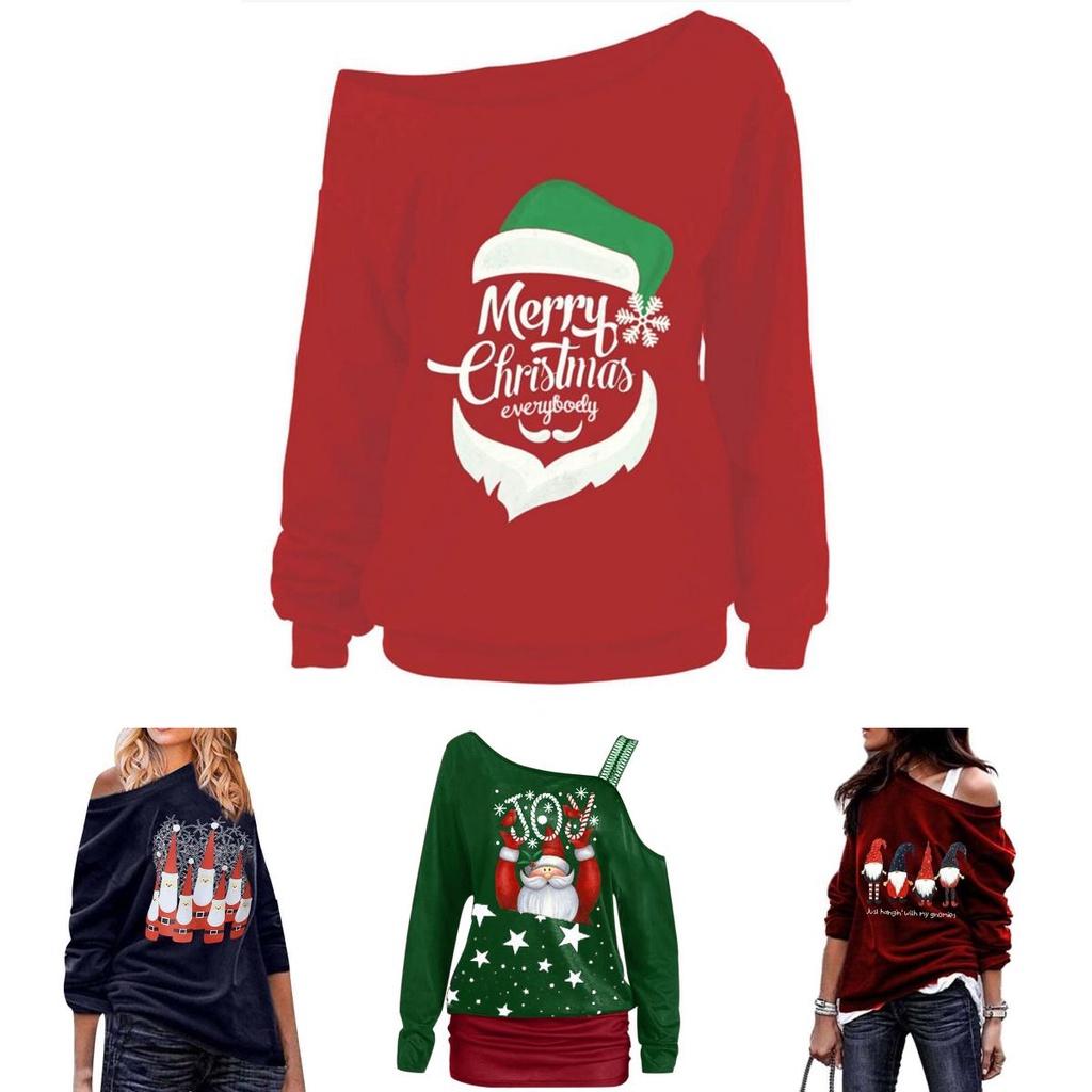 Stylish Women's Christmas Jumper Pullover Loose Fit Sweatshirt For Festive Seasons