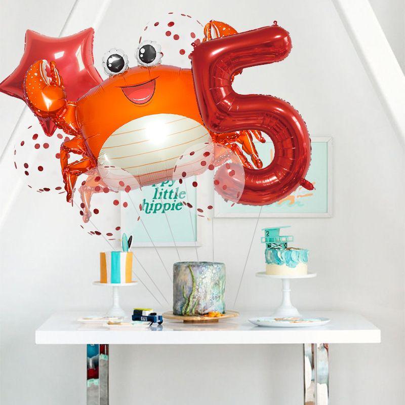 Ocean Theme Balloon Set Kids Birthday Number Balloon Decor