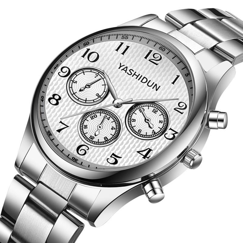 YASHIDUN Men s Dual-Use Quartz Watch with Retro Texture Dial and Leather Strap