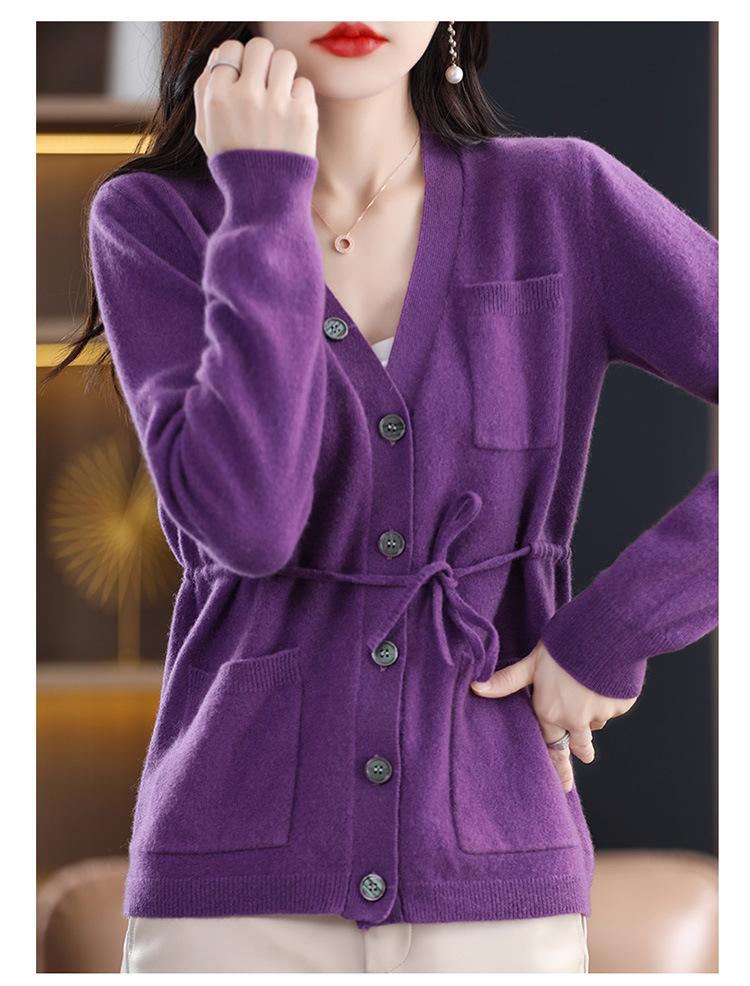 Kaschmir-Strickjacke im koreanischen Stil mit V-Ausschnitt - Lässige Strickware für Frühling & Herbst