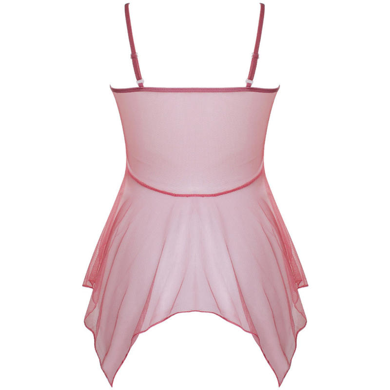 Damenmode Spitze Dessous V-Ausschnitt vorne Babydoll Mesh Nachtwäsche Outfits mit Slip Outfits Sexy Kleid Nachthemd