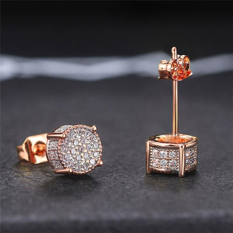 Fashion Round Shape Studs Earrings Statement Earring Copper Texture Ear Studs Ear sAccessory Present for Woman and Girls