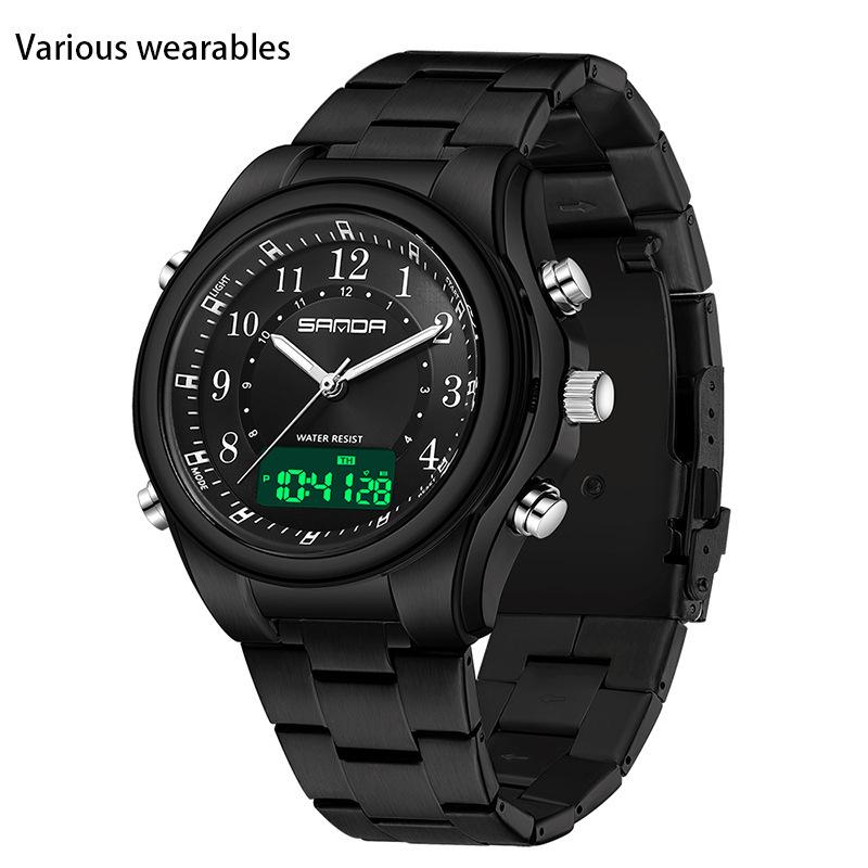 Steel Band Electronic Watch Multifunctional Men's Electronic Watch Waterproof Alarm Clock Watch