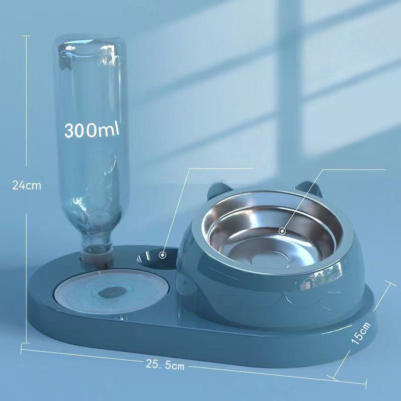 4 In 1 Cat Bowl Set Ceramic Dog Food Bowl Non Spill Pet Feeder Elevated Stand Plastic Pet Supplies