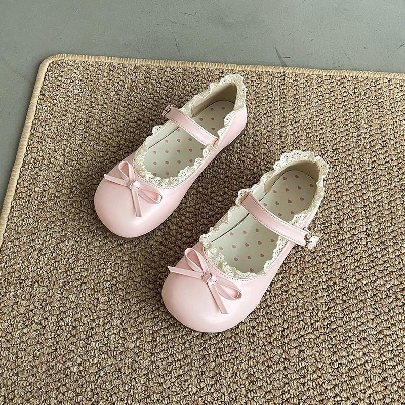 Fashion Spring New Butterfly-knot Women Flats Round Toe Shallow Ladies Casual Ballet Shoes Soft Leather Eelgant Dress Shoes