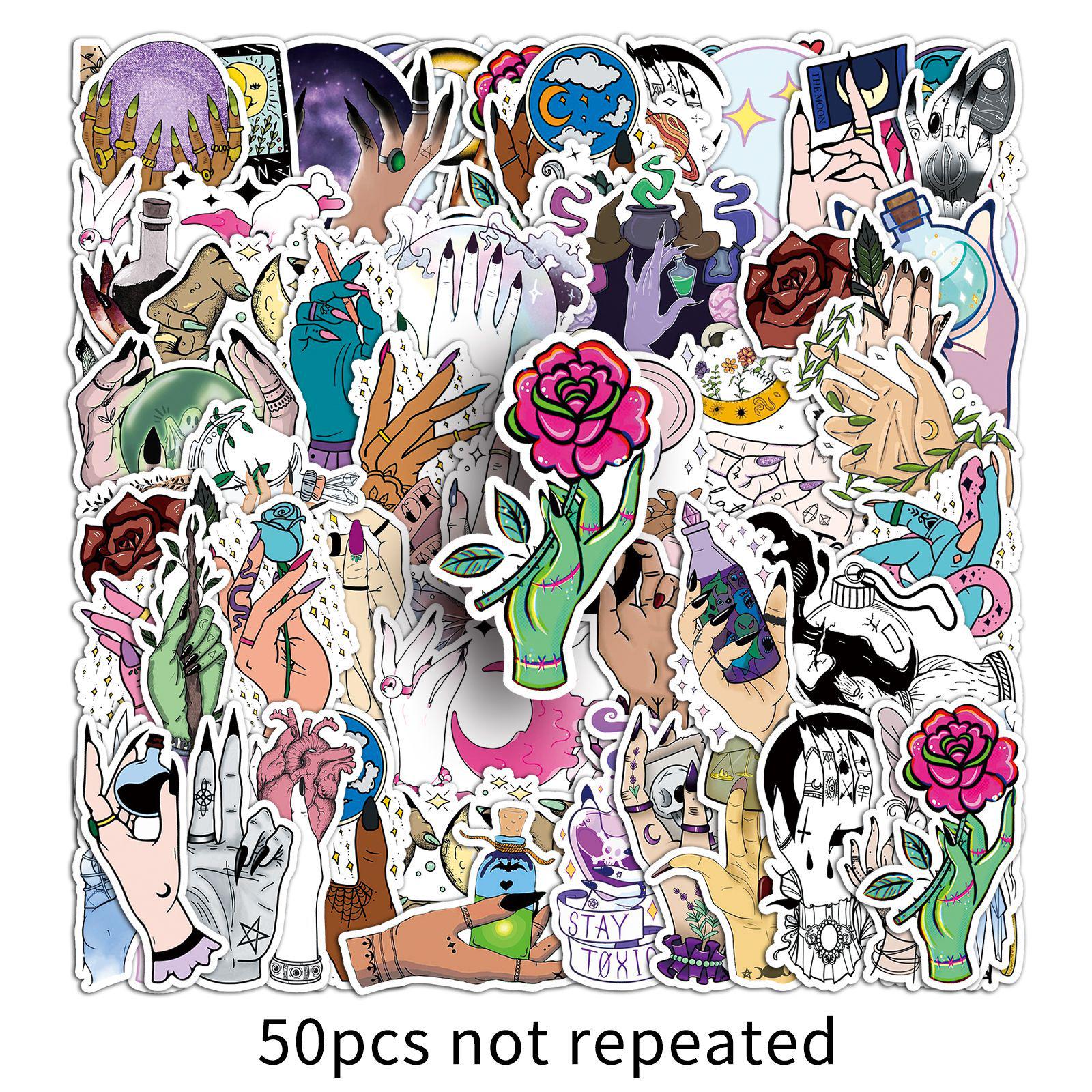 50PCS Cool Black Gothic Witch Sticker Set for Journals & Decoration