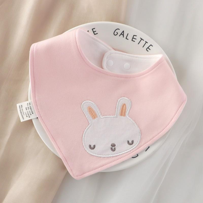 Soft Cotton Baby Bib With Snap Cartoon Animal Print Triangle Drool Towel Infants Toddlers 0-3 Years