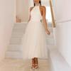 Women's Spring and Summer New High-end Fashion Mesh Turtleneck Casual Neck Dress Women