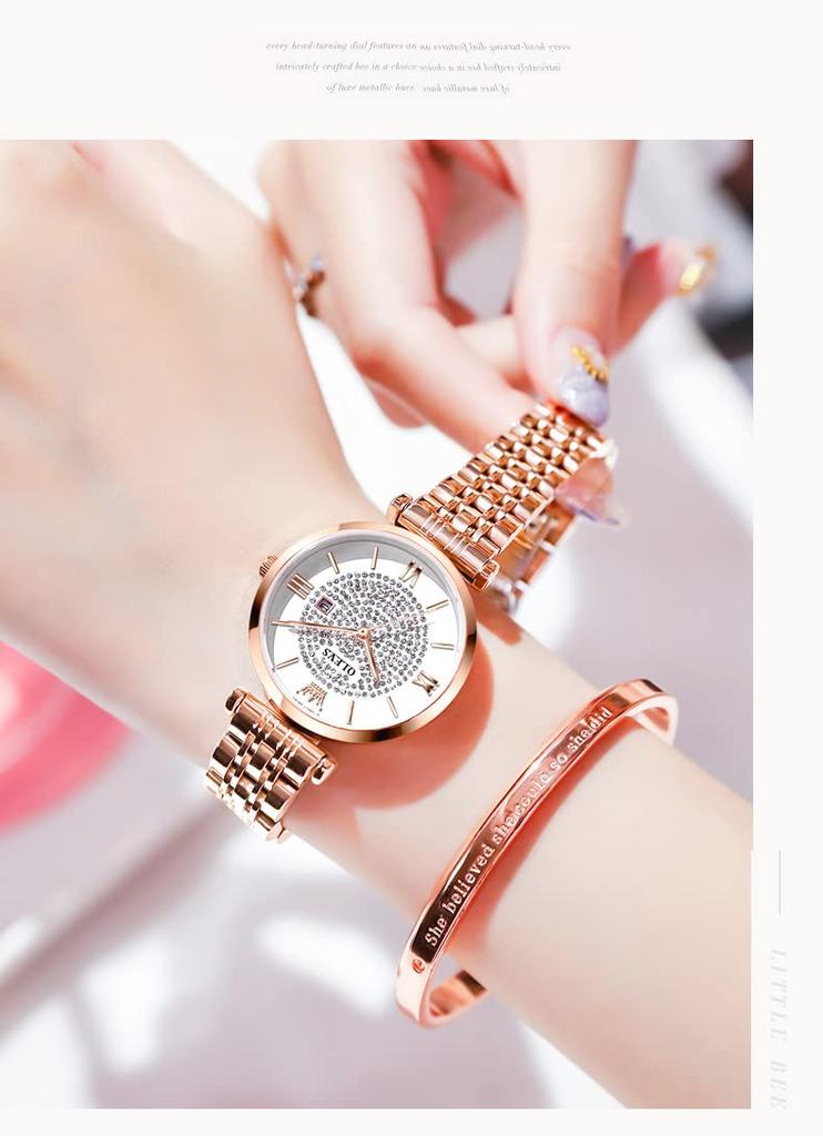 Quartz Simple Stainless Steel OLEVS Gift Box Perfect for Day Gift Women's Bracelet/Necklace Watch, Cute, Stylish, Waterproof, Casual, Dial,