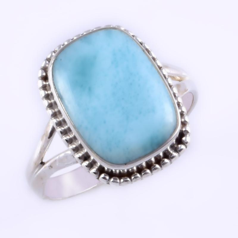 Natural Republic Larimar Gemstone Handmade 925 Sterling Silver Ring S.10" V4m36