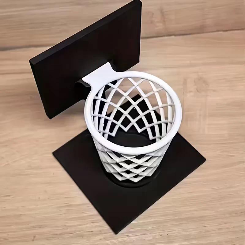 Kreativer Basketballkorb Stifthalter Schreibtischorganizer mit Sockel Platzsparendes dekoratives Accessoire Heim-, Schul-, Bürodekor