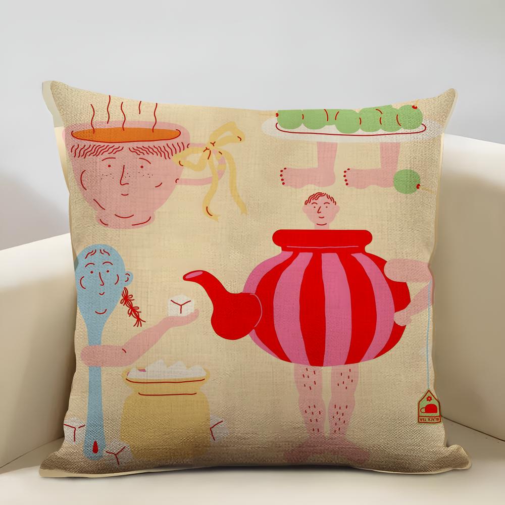 Illustrationen von Liebe und Beziehungen im Alltag Kissenbezug Haushaltsdekoration Leinen Sofa Kissenbezug: Hautfreundlich