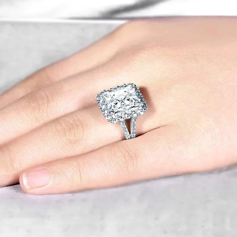 New Elegant Geometric Cubic Zirconia Rings Women Luxury Fashion Engagement Wedding Bands Zircon Statement for Party