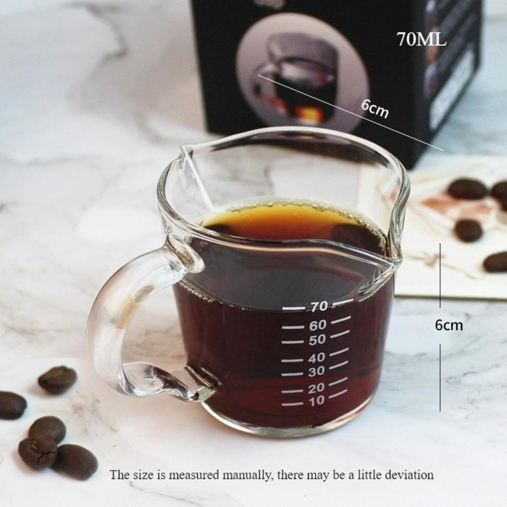 Espresso Shot Glass 70ml/150ml Double Spout with Pouring Handle High Temperature Resistant Easy To Clean Transparent Shot Glass