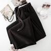 Autumn/Winter 2025 Coffee Wool Loose Wide-Leg Women's Curved Leg Pants