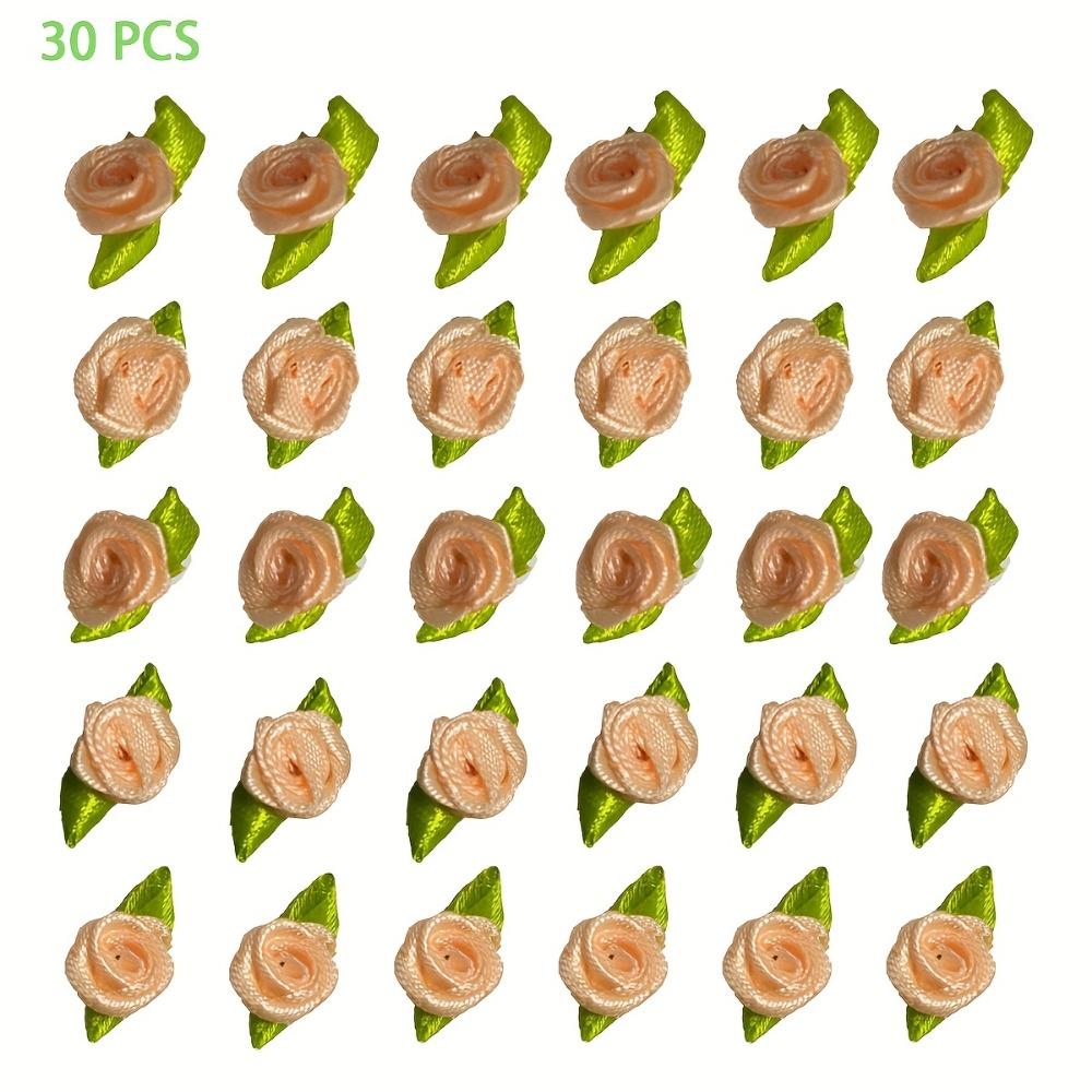30 ks Kávové stuhové růže Mini růžičky pro tvoření Malé saténové mašličky Růže Umělé květiny.