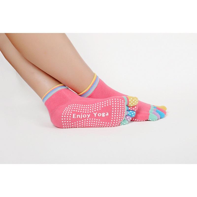 Ladies Wear Anti-slip Cotton Yoga Socks with Heels, Sports Five-toe Floor Socks, and Five-finger Socks